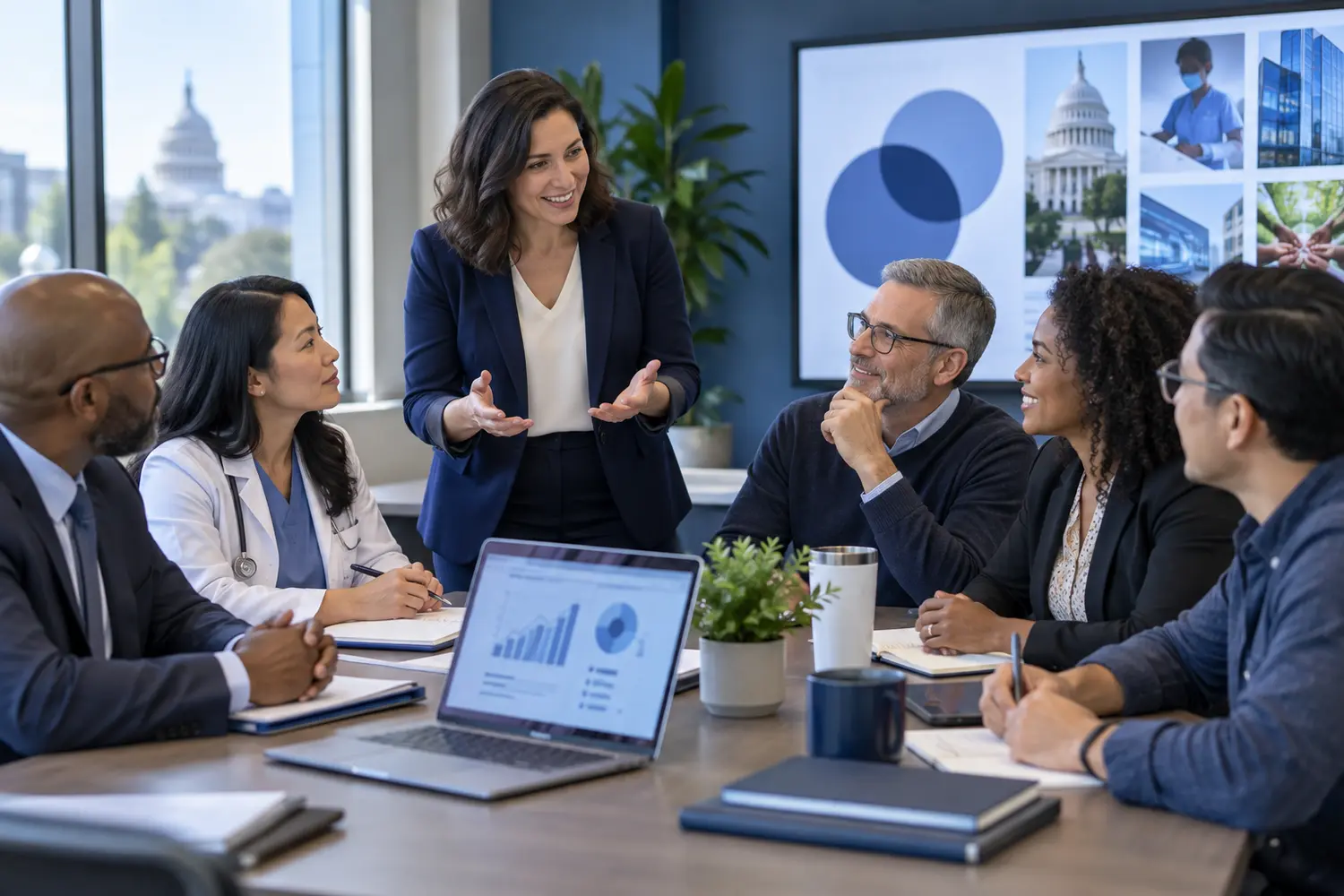 Professionals from multiple sectors collaborating